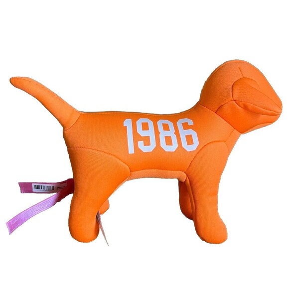 Victoria's‎ Secret Pink Mini Plush Dog Logo Stuffed Collectible 1986 Orange 2012 - Picture 1 of 12